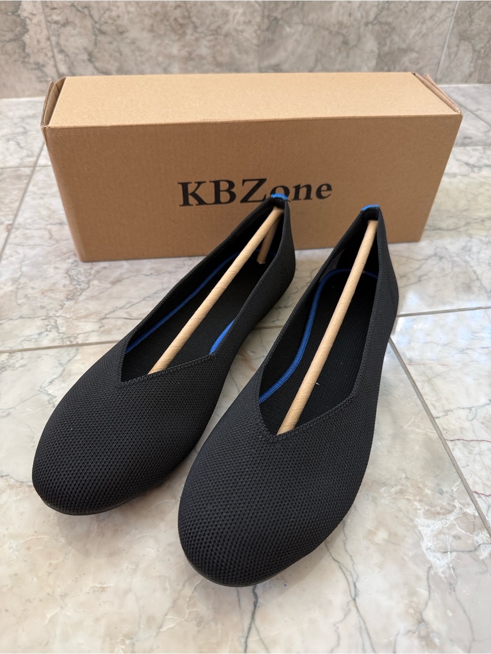 KBZone Slip-On Knit Flats NIB Black Size 9